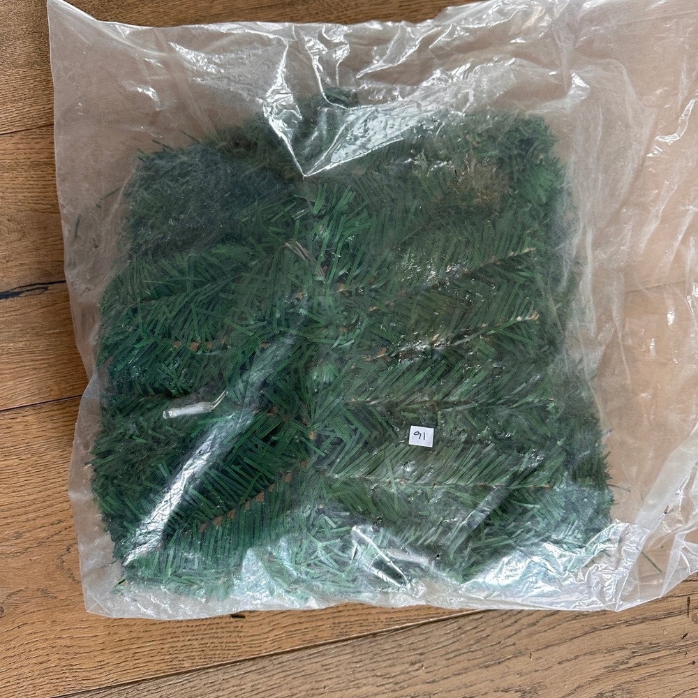 Green Faux Christmas Garland with LED Lights, 110"